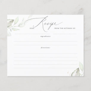 Carte de recette de Baby Shower de feuilles de ver