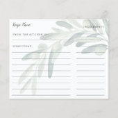 Carte de recette de Baby Shower Élégante aux pouss (Dos)