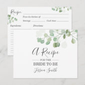 Carte de recette de Baby Shower Eucalyptus Bohème  (Devant / Derrière)