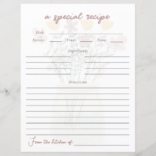Carte de recette de Baby Shower Floral pour la mar