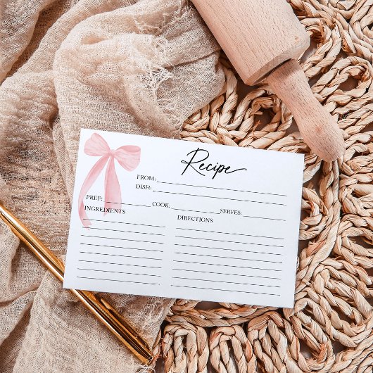 Carte de recette de Baby Shower Rose Bow
