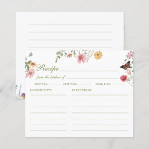 Carte de recette de Baby Shower sur le thème des f
