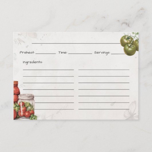 Carte de recette de base de la pâte de tomate (Devant)