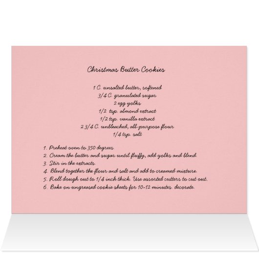 Carte de recette de biscuit de Noël (Intérieur Horizontal (haut))