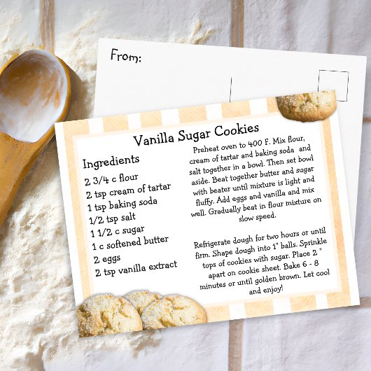 Carte de recette de biscuits au sucre vanillé