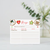 Carte de recette de biscuits de Noël rouges et ver (Debout devant)
