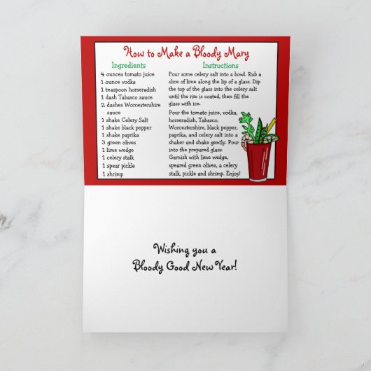 Carte de recette de Bloody Mary et Bonne Année (Intérieur)