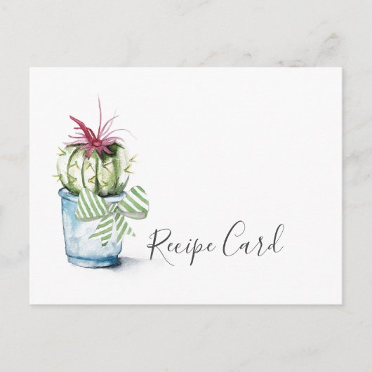 Carte de recette de cactus aquarelle (Devant)