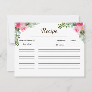 Carte de recette de cactus rose floral mexicain