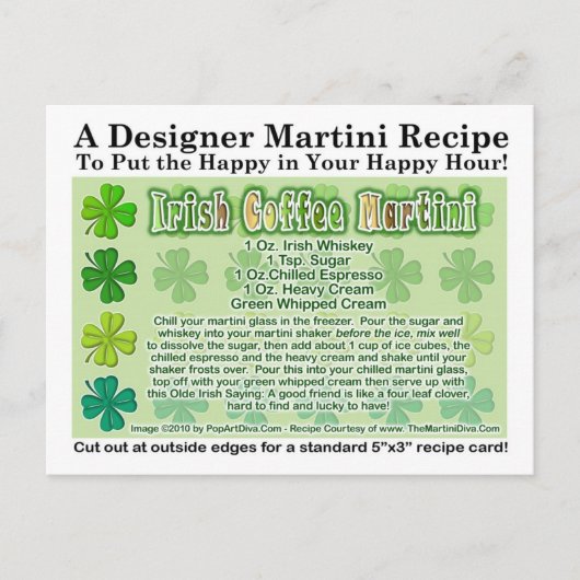Carte de recette de café irlandais St. Patrick's D (Devant)