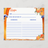 Carte de recette de carreaux bleu orange azulejo t (Devant)