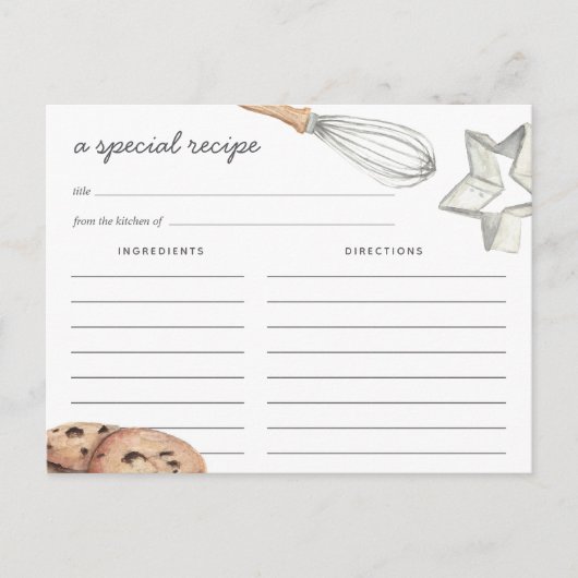 Carte de recette de chocolat à base d'aquarelle (Devant)