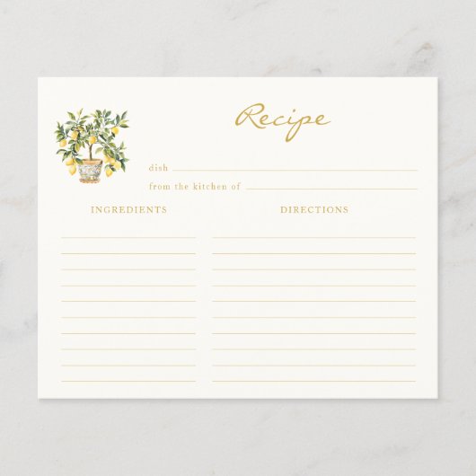 Carte de recette de citron (Devant)