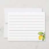 Carte de recette de citron (Dos)