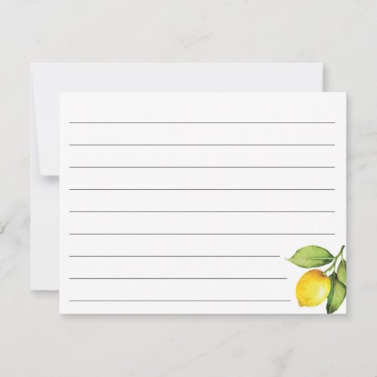 Carte de recette de citron (Dos)