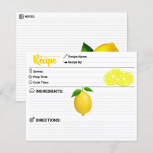 Carte de recette de citron de rechange moderne rec