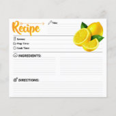 Carte de recette de citron moderne vierge recto-ve (Devant)