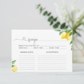 Carte de recette de citrons d'aquarelle (Debout devant)