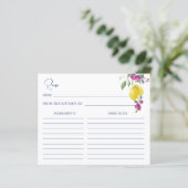 Carte de recette de citrons italiens bougainvillea (Debout devant)