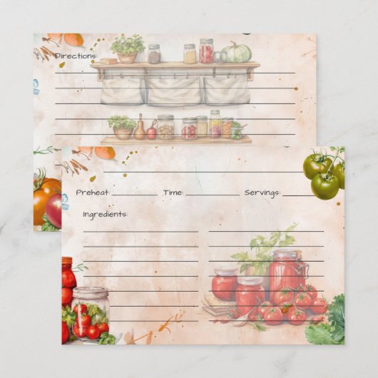 Carte de recette de collage de tomates (Devant / Derrière)