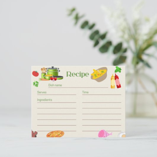 Carte de recette de conception de cuisine  (Debout devant)