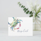 Carte de recette de crabe bleu aquarelle (Debout devant)