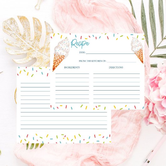 Carte de recette de crème glacée nuptiale