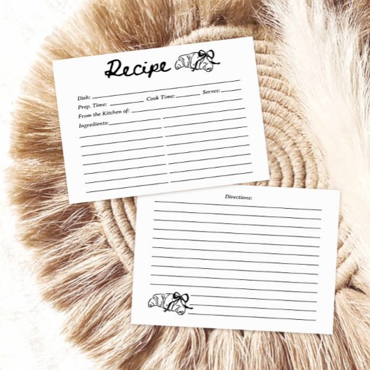Carte de recette de croissant coquette