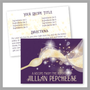 Carte de recette de cuisine à cuillère magique