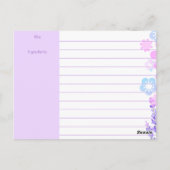 Carte de recette de cuisine et de pâtisserie avec  (Dos)