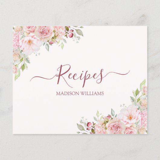 Carte de recette de Cuisine florale à fleurs rose (Dos)