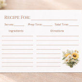Carte de recette de cuisine Rustic Sunflower