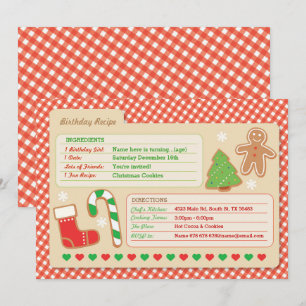Carte de recette de cuisson de Noël Invitation à u