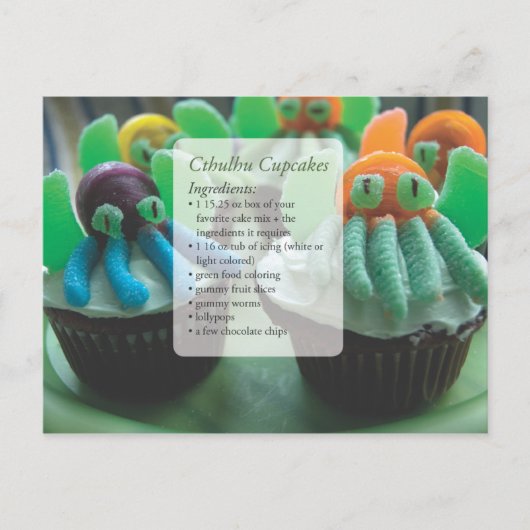 Carte de recette de cupcakes Cthulhu sur postcarte (Devant)