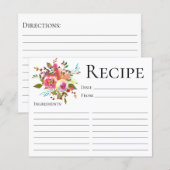 Carte de recette de douche à l'aquarelle florale e (Devant / Derrière)