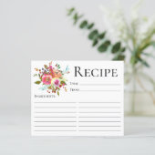 Carte de recette de douche à l'aquarelle florale e (Debout devant)