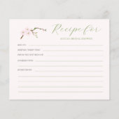 Carte de recette de douche à nuptiale rose pâle (Devant)