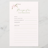 Carte de recette de douche à nuptiale rose pâle (Devant)