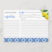 Carte de recette de douche au citron (Devant)