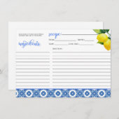 Carte de recette de douche au citron (Devant / Derrière)