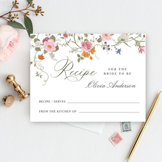 Carte de recette de douche de mariage de fleur sau