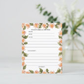 Carte de recette de douche de mariage Floral Moder (Debout devant)