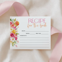 Carte de recette de douche de mariage florale citr