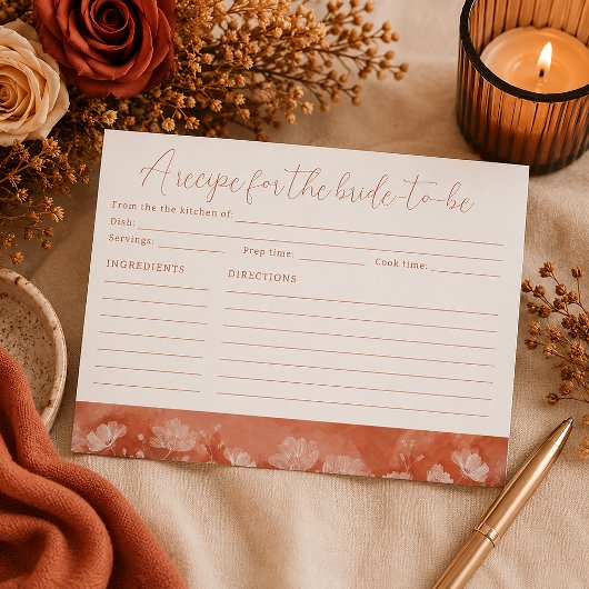 Carte de recette de douche de mariage florale roui