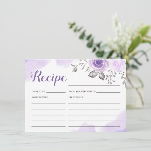 Carte de recette de douche de mariage florale viol (Debout devant)