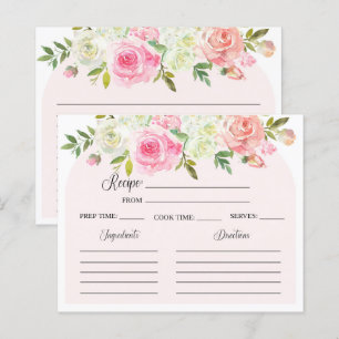 Carte de recette de douche de mariage rose et crèm