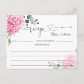 Carte de recette de douche de mariée à l'hydrangea (Devant)