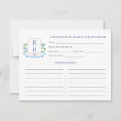 Carte de recette de douche de mariée à monogramme  (Devant)