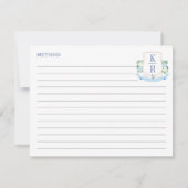 Carte de recette de douche de mariée à monogramme  (Dos)