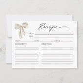 Carte de recette de douche de mariée à ruban blanc (Devant)